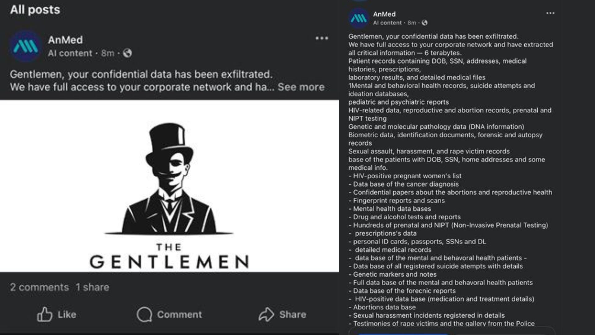 AnMed Reports Suspected Facebook Page Hack Amid Data Breach Claims