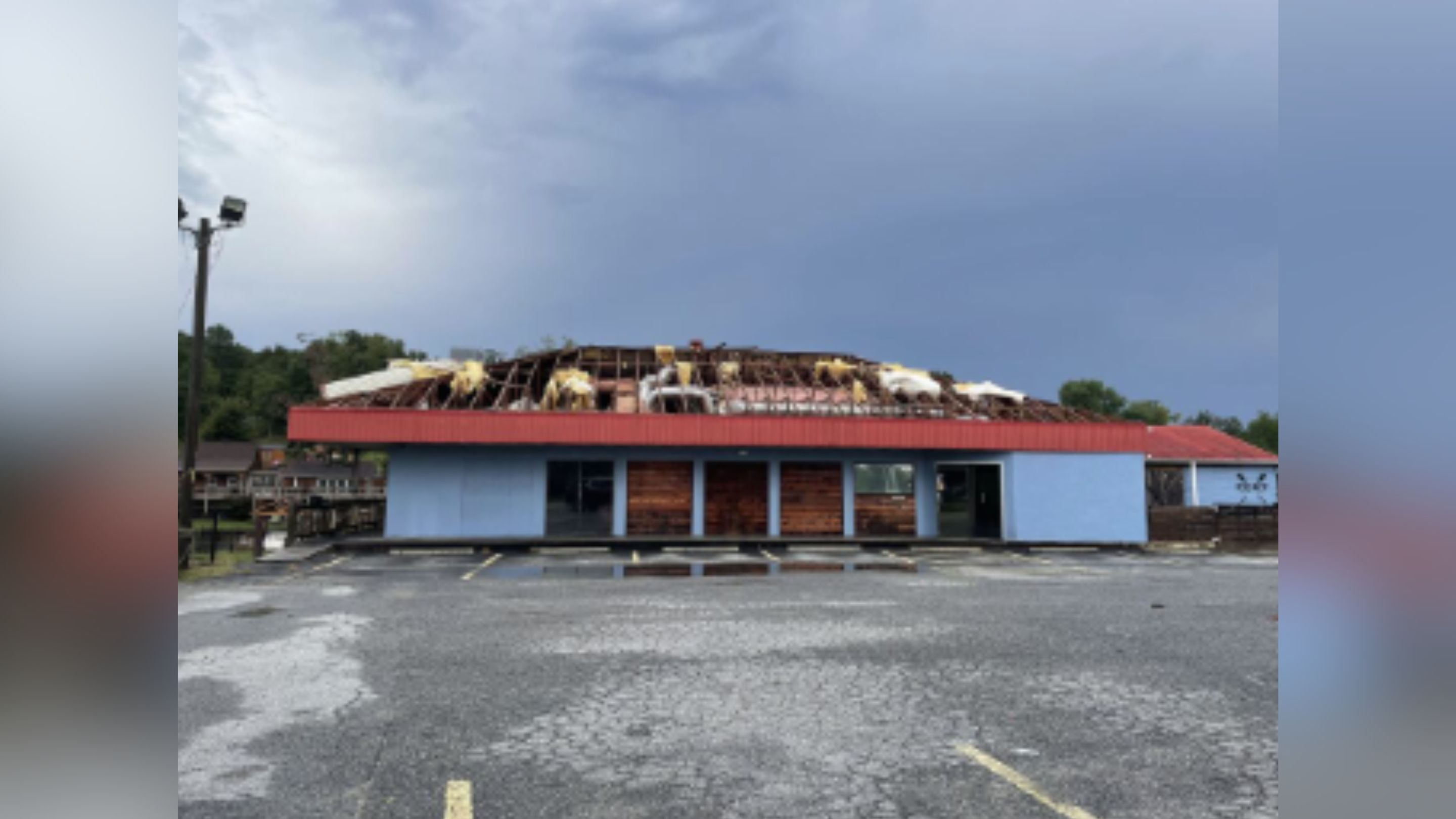 Severe Weather Damages Roof of Permanently Closed Port Grill Restaurant in South Carolina