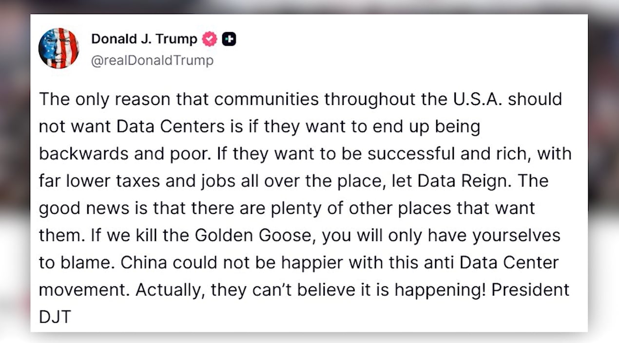 Former President Trump Defends Data Centers Amidst Growing Backlash