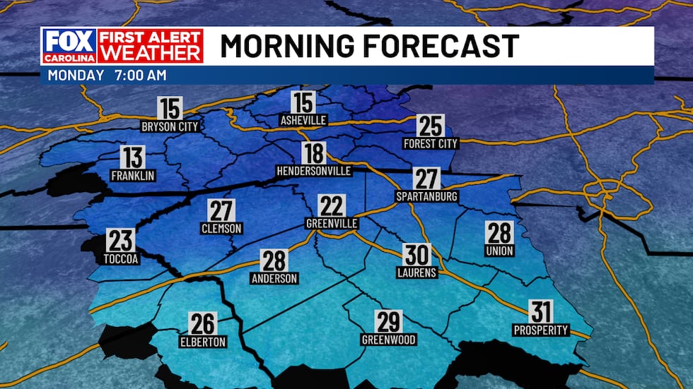 Monday Morning Temps