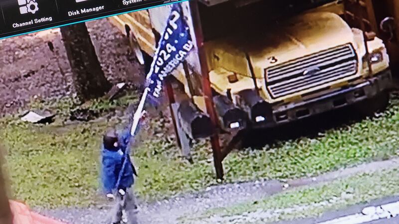 CTV video catches suspect ripping down "Trump" flag from property