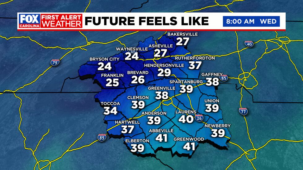 Wednesday AM Feels-like Temps