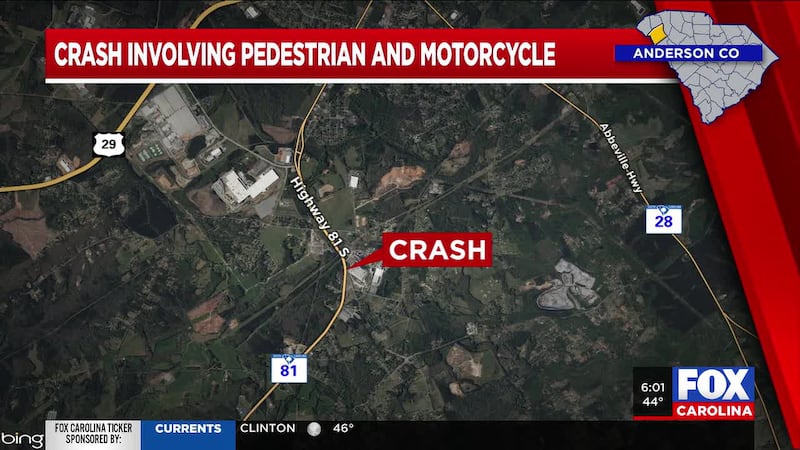 One person dead following crash involving pedestrian, motorcycle, coroner says