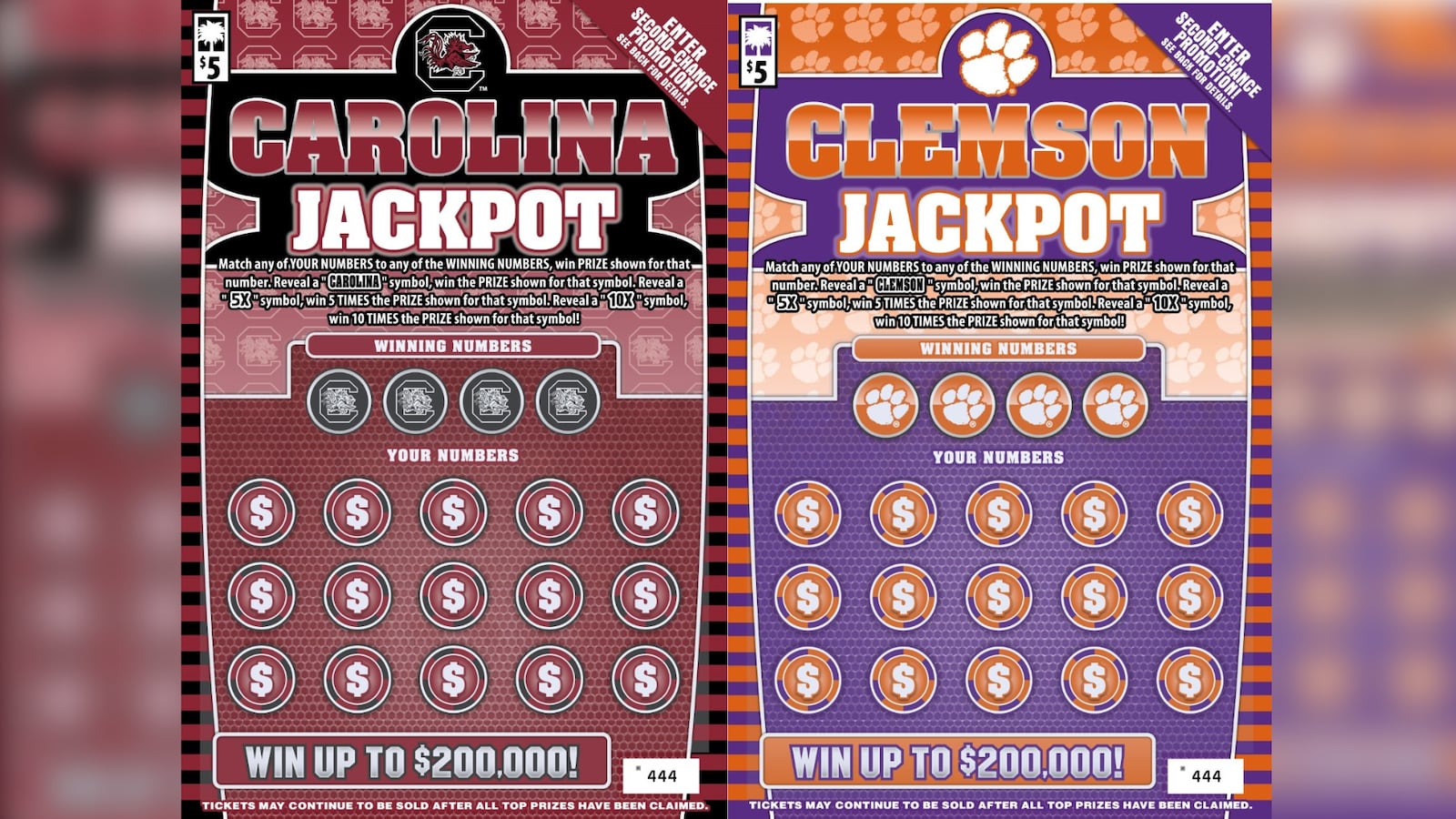 SC Education lottery teams up with Clemson & Carolina on scratch-offs