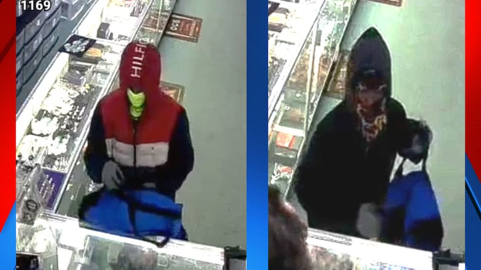 Greenville police report they are searching for two suspects after a vape store robbery.