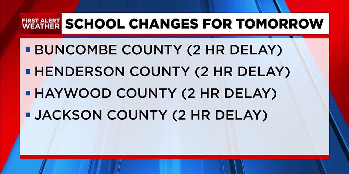 School changes for Wednesday in WNC