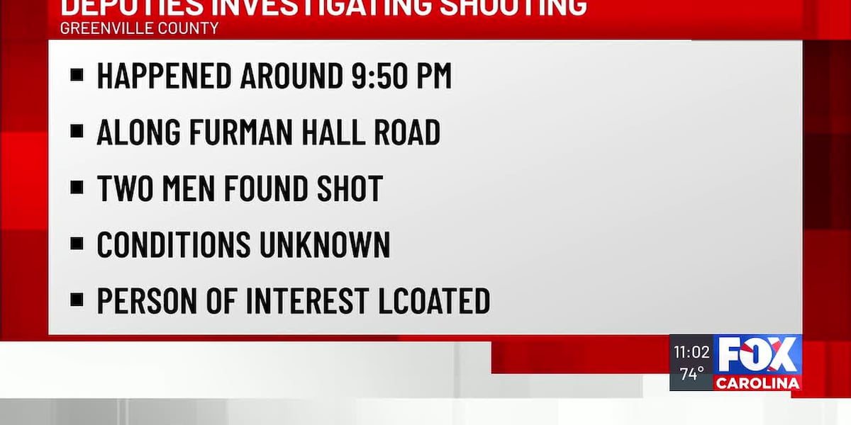 Coverage image for: 2 injured in shooting in Greenville County, deputies say